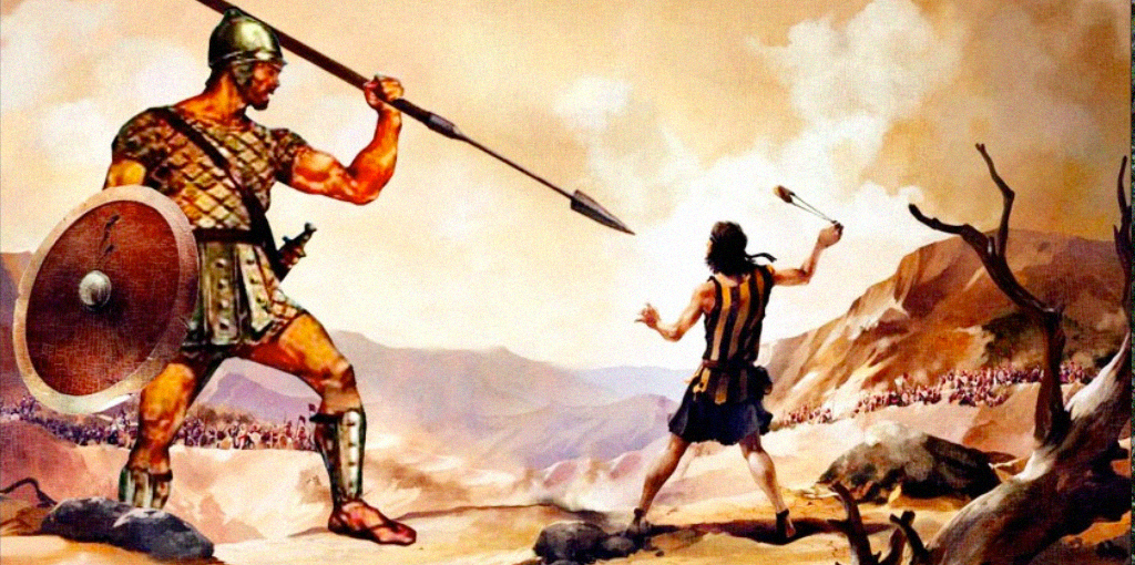 Painture de David contre Goliath